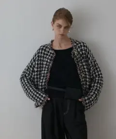 【グレースコンチネンタル】 ツイードニットショートカーディガン