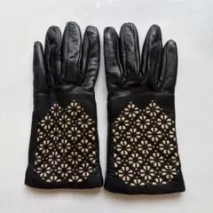 美品　GALA GLOVES レディース　レザーグローブ　ブラック　黒革手袋のサムネイル