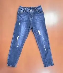 アフリカタロウ　ダメージデニムパンツ　ダークブルー