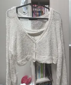 Heather ホワイト カーディガン