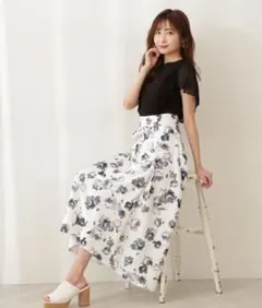 PROPORTION BODY DRESSING 花柄 フレア スカート ブルベ