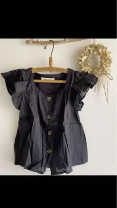 H&M 肩フリルシャツブラウス　フリルトップス