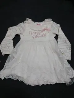 最終価格　５１８　メゾピアノ　ホワイトドレス 長袖　ワンピース