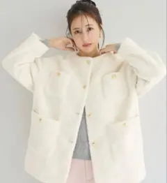 わかな様専用★coca プードルボア金釦ノーカラーコート Sサイズ