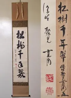 茶掛 大徳寺 聚光院 【小野澤寛海】 一行書『松樹千年翠』紙本 共箱 外