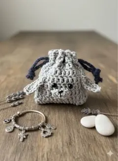 巾着　犬　ハンドメイド　編み物