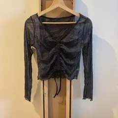 【GRL】シャーリングリボンラメシアートップス[sd037]のサムネイル