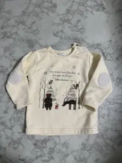 BeBe 動物柄クリーム色長袖トレーナー80-90