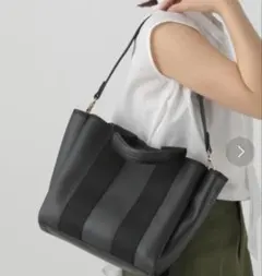 cache cache 太ショルダー 2WAYトート ブラック