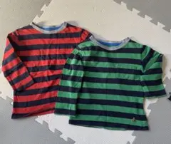 ギャプキッズ　赤と緑ストライプ　長袖Tシャツ2枚セット