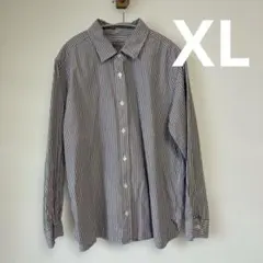 無印良品　MUJI ストライプ 長袖シャツ XL