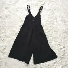 mezzo pianoサロペットパンツオーバーオールワイドパンツ編み上げリボン