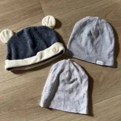 ベビー帽子3点セット クマ耳付き　新生児