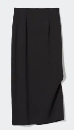 ユニクロ ストレッチダブルフェイスナロースカートブラック L
