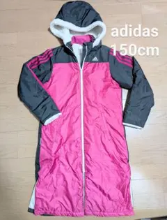 adidas ダウンコート 150cm ピンク/ブラック　アディダス