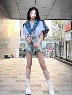 クールなホットガールデニムショートパンツ✨春夏コーデに◎