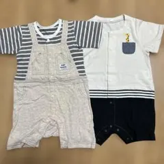 70-80cm 半袖ロンパース　まとめ売り　サロペット風　キリン　ボーダー