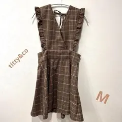 titty&co ワンピース サイドフリル　レディース　M ブラウン