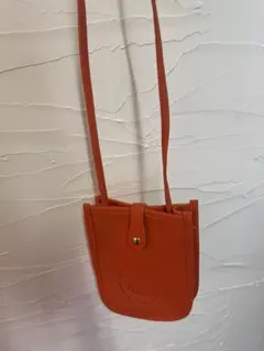 オレンジ ショルダーバッグ レザー風