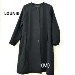 【美品】LOUNIE ノーカラー ボリュームスリーブ コート 38 ネイビー
