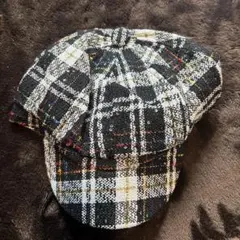 未使用 チェック ベレー帽