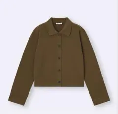 GU ミラノリブポロカーディガン ブラウン