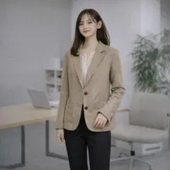 d'un a dix テーラードジャケット【仕事用】リネン混 M ベージュ