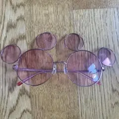 ディズニー ミッキー型ピンクレンズサングラス