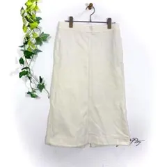 ユニクロ ラインスカート(L)バックスリット アイボリー ストレッチ 無地