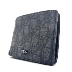 ディオール 二つ折り財布 オブリーク ジャガード トロッター キャンバス グレー