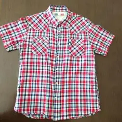 メンズ　チェック柄 半袖シャツ