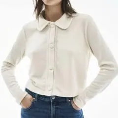 H&M 襟付きアイボリーカーディガン