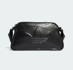 ポリウレタン エンボス トレフォイル ショルダーバッグ　黒