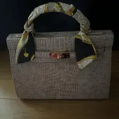 グレー クロコダイル風レザーハンドバッグ