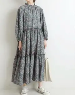 【美品】IENAイエナ☆ミニフラワーティアードワンピース