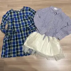 チェック 長袖チュニック　140cm(130cm〜) hushush