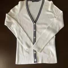 RALPH LAUREN リブニットカーディガン ホワイト Mのサムネイル