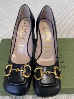 GUCCI ホースビット パンプス 本革 黒 ゴールド金具 36 1/2