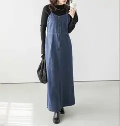 ジャンパースカート フロントジップ デニム