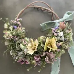 ❃アンティーク紫陽花&クリスマスローズハーフリース❁⃘*.゜