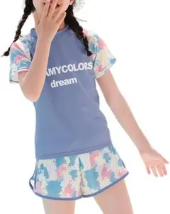 新品 タグ付き キッズ 水着 女の子 セパレート 上下セット ラッシュガード
