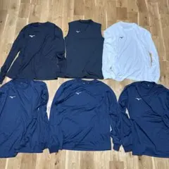 美品　送料無料　ミズノ　XL 長袖5枚　ノースリーブ1枚　黒　ネイビー　白