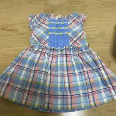 チェック柄刺繍ワンピース 95cm以下
