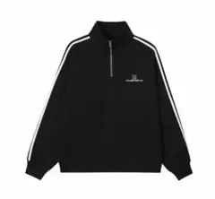 ブラック ハーフジップ トレーナー