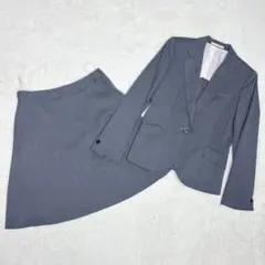 ✨美品✨ LES MUES スカートスーツ L グレー ストライプ ストレッチ