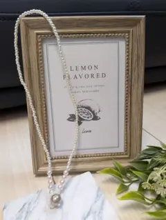 ライトグレー　パール　ビーズ　ネックレス　【ハンドメイド】