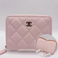 CHANEL シャネル 財布 スモールジップウォレット キャビアスキン ピンク