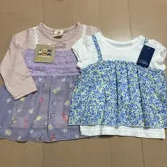 新品　アンパンマンドキンちゃん長袖ワンピースと花柄Tシャツのセット90