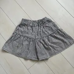 女児黒白ギンガムチェック フレアスカート140㌢