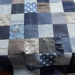 No.1410ハンドメイド☆ブランケット☆デニムリメイク☆パッチワーク